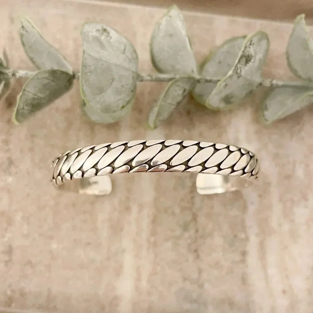 925 Sterling Silver Cuff Bracelet Silver Bangle Chunky Open Cuff Bracelet